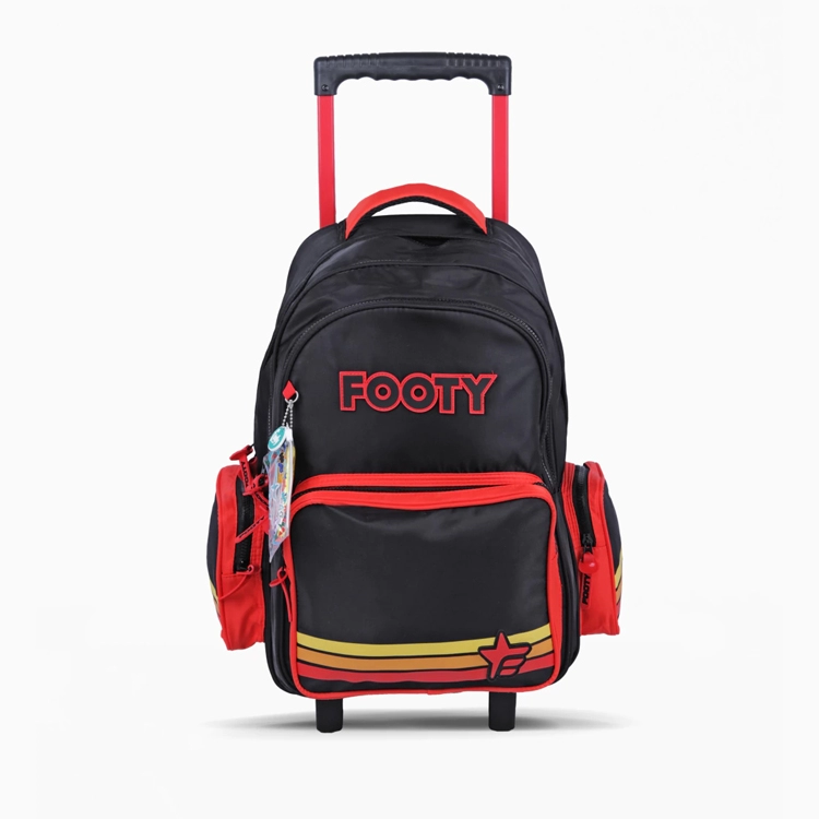 Mochila Escolar Footy 2026 Color Line Negra con Carro 18" Art.F26431